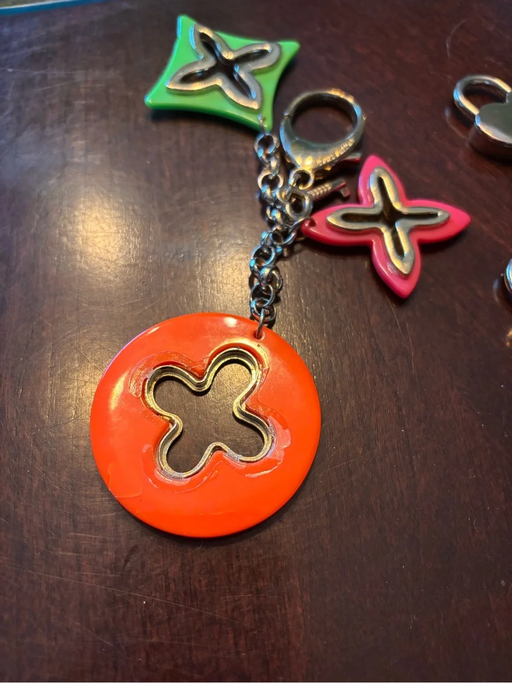 Louis Vuitton Retro Keychain with Multicolor Charm & Heart locks & Key